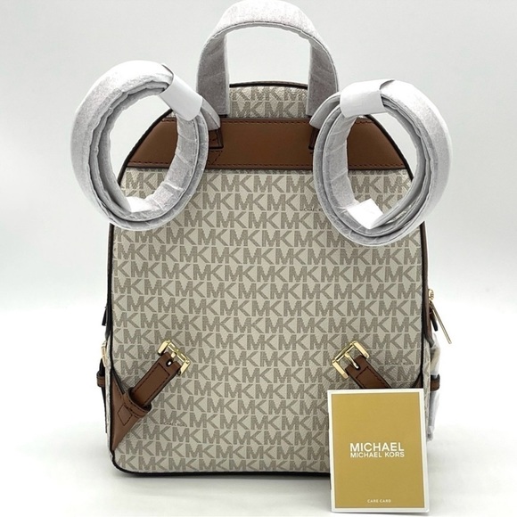 Michael Kors Jaycee Medium Zip Packet Backpack Vanilla/Brown (NWT) - Picture 4 of 11